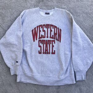 Western State University Vintage Jansport Sweatshirt Spellout Gray Red Size XL